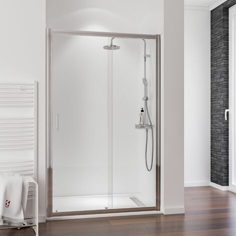 Porte de douche coulissante, verre 6 mm anticalcaire, profilé aspect  chromé, Impériale, Schulte, 120 x 200 cm