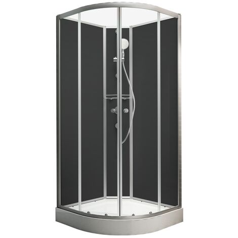 Cabine de douche intégrale, 90 x 90 cm, cabine de douche complète Schulte avec porte coulissante, parois fixes, receveur, panneaux muraux et robinetterie, Veronna