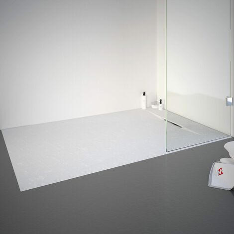 Receveur de douche de plain-pied, décor effet Pierre blanche, ultra léger, recoupable, Schulte, 90 x 140 cm