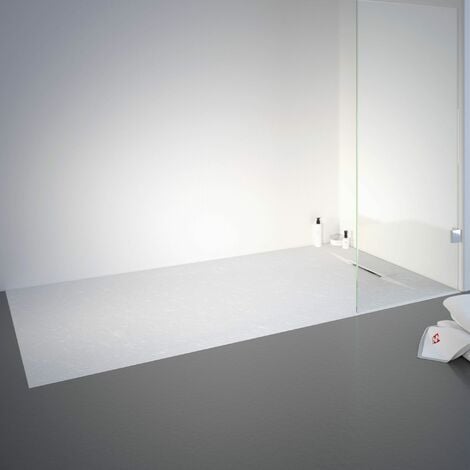 Receveur de douche de plain-pied, décor effet Pierre blanche, ultra léger, recoupable, Schulte, 90 x 160 cm