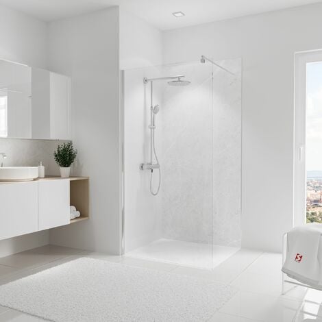 Panneau mural Marbre gris, revêtement pour douche et salle de bain, DécoDesign SOFTTOUCH, Schulte, 100 x 210 cm