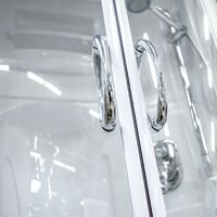 Cabine de douche intégrale arrondie, 90 x 90 cm, cabine de douche complète, coloris blanc, Helgoland III, Schulte