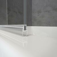 Pare-baignoire rabattable, 70 x 130 cm, verre 5 mm transparent, paroi de baignoire 1 volet Capri, écran de baignoire pivotant Schulte, profilé alu-argenté