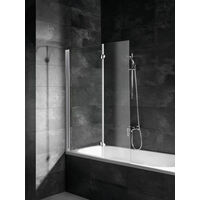 Pare-baignoire rabattable 104 x 130 cm, verre 5 mm, paroi de baignoire 2 volets, écran de baignoire pivotant, Komfort Schulte, profilé blanc