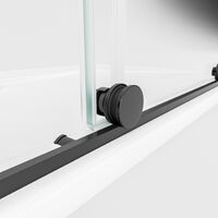 Porte de douche coulissante en niche, verre 6 mm transparent anticalcaire, profil� noir, roulettes en bas, style industriel, Schulte, 120 cm