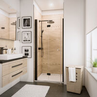 Porte de douche pivotante-pliante, verre 5 mm transparent anticalcaire, profi� noir, style industriel, Schulte, 80 x 190 cm