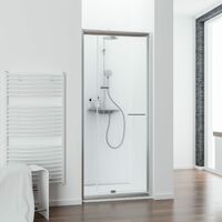 Porte de douche pivotante extensible, verre 5 mm, Vita, Schulte, 70-80 cm, profil� aspect chrom�, verre transparent