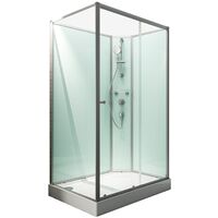 Cabine de douche intégrale avec porte coulissante, verre 5 mm, cabine de douche complète Ibiza, Schulte, 80 x 120 cm, paroi latérale à gauche, ouverture vers la droite