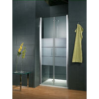 Portes de douche battantes, verre 5 mm, anticalcaire, décor sablé dépoli light, profilé aspect chromé, Style, Schulte, 80 x 192 cm