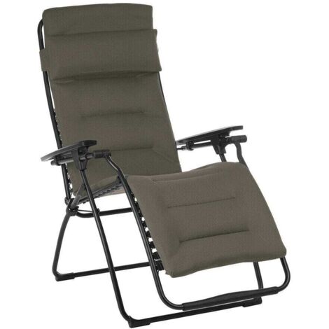 Fauteuil Relax Transat Jardin - Chaise Longue Matelassé Zéro Gravité - Futura - Aircomfort® - Marron Taupe - Lafuma Mobilier