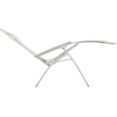 Fauteuil Relax Lafuma Zéro Gravité R CLIP - Transat Pliant Extérieur Toile Batyline, Made In France (Beige)