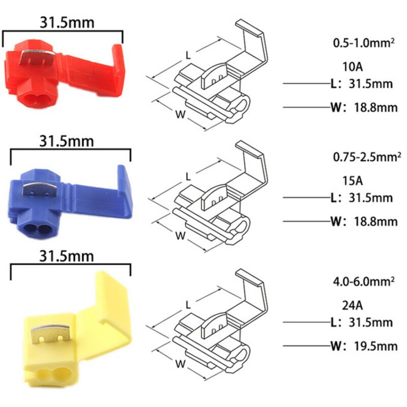 50 Pièces Cosse Electrique Connecteur Rapide, Connecteur Dérivation  Auto-Dénudants Rapide, Scotch Verrouillage Connecteurs (25 Pièces