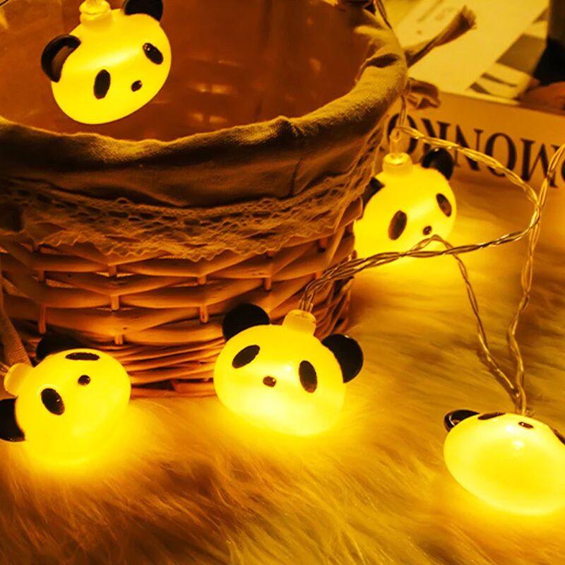 Guirlande lumineuse enfant à têtes de panda • Veilleuse