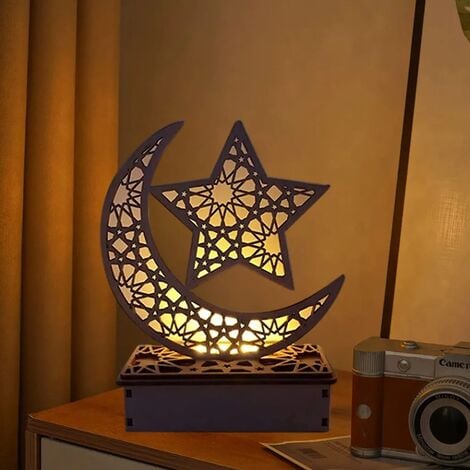 Eid Mubarak veilleuse LED Ramadan lampe décorative bois artisanat