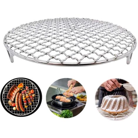 Grille barbecue Ronde 38cm, double, grille de cuisson en métal inox