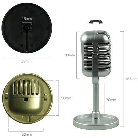 Support de microphone rétro classique, accessoires de Simulation, microphone  rétro dynamique, universel, vintage, pour enregistrement de Performance en  direct（or）