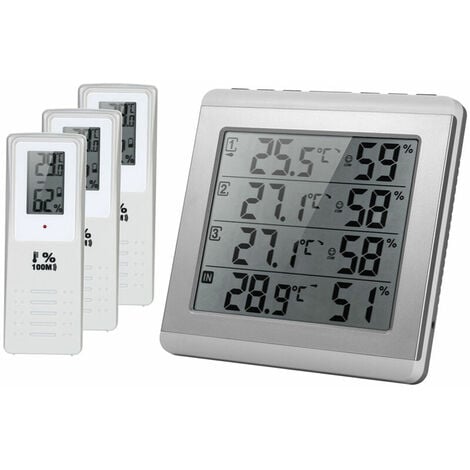 Détecteur d'humidité Hygromètre de thermomètre d'intérieur/extérieur sans  fil numérique d'affichage à cristaux