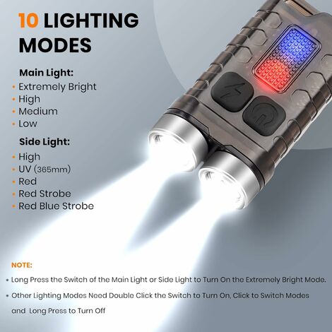 Mini lampe de poche Led puissante, 10000 Lumens, avec batterie intégrée, 3  Modes, Rechargeable par Usb, torche EDC