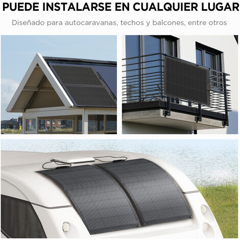 Panel solar flexible de 100 W/12 V, paneles solares monocristalinos, 23 %  de alta conversión, IP68 impermeable y ligero, cargador de sistema de