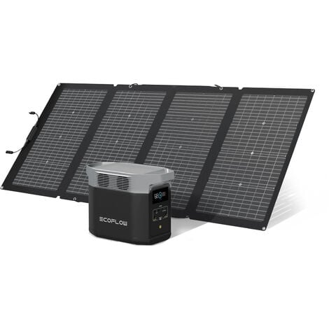 Pack Générateur Solaire EcoFlow DELTA 2 et panneau solaire 220 W, capacité  de 1-3 kWh, batterie LFP, charge rapide, station électrique portable pour