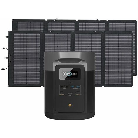 BLUETTI Kit de Groupe Electrogène 2000W/2000Wh AC200P avec 3 pcs PV120 Panneaux  Solaires Monocristallins de