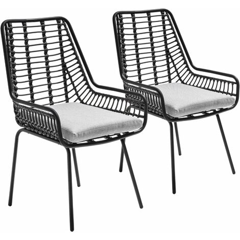 2 Gartenstühle aus Polyrattan und Stahl