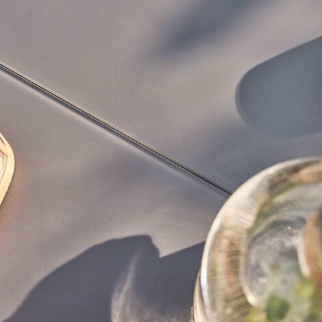 Ausziehbarer 12-Sitzer-Aluminiumgartentisch in Schwarz Grau