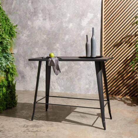 Gartenstehtisch aus Metall im Industriestil Schwarz