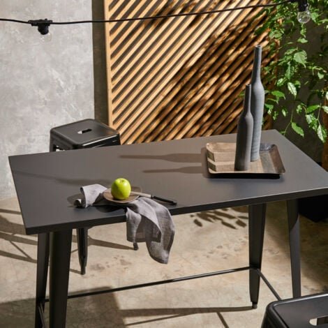 Gartenstehtisch aus Metall im Industriestil Schwarz