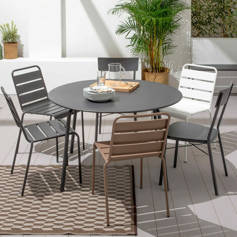 Runder Gartentisch aus Metall Grau - Palavas