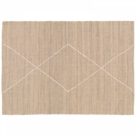 GRUHUM Jute-Teppich Mit Gewelltem Rand – Handgewebt, Naturfarben, Weich & Wendbar