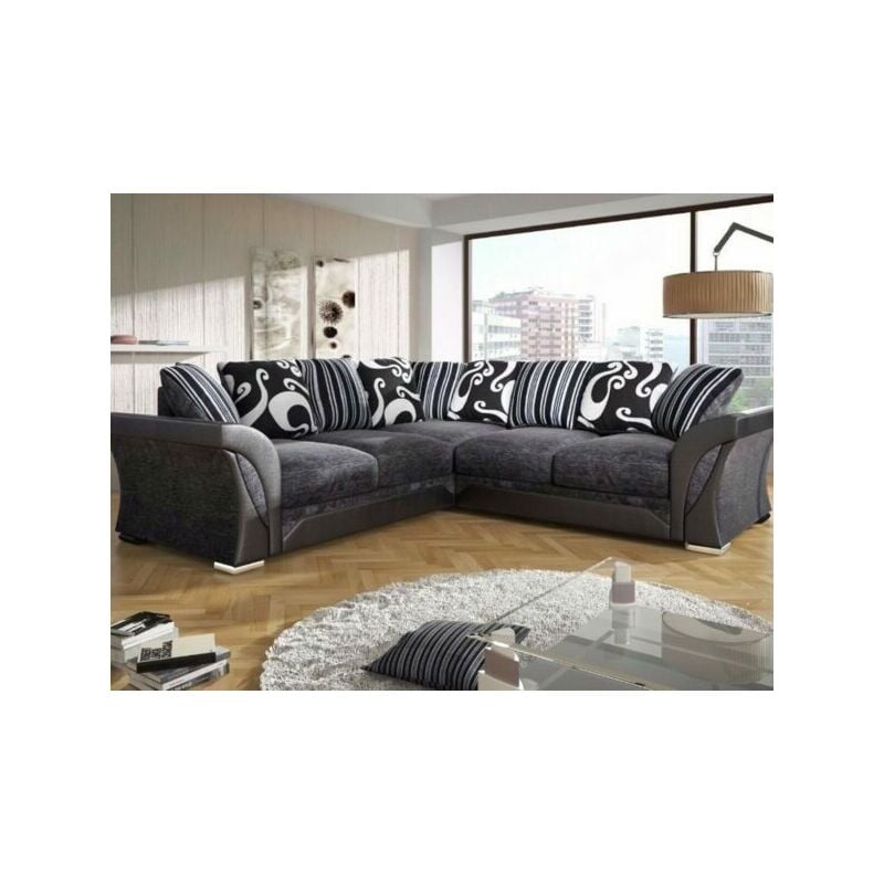 Shannon Corner Sofa - Black/Grey