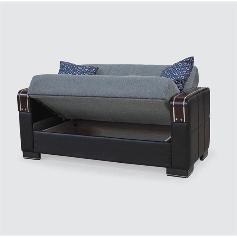 Malta Grey 2 Seater Ottoman Storage Sofa Bed with Cushions