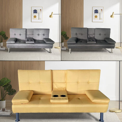 Geneva 3 Seater Sofa, Modern Fabric Sofa, Sectional Sofa for Living Room, Guest Room, Bedroom, Yellow (1/4)