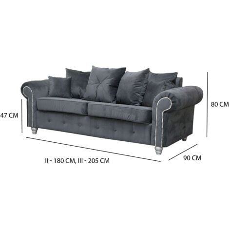 Victoria Plush Velvet Corner/3+2 Sofa Set - Grey 3+2