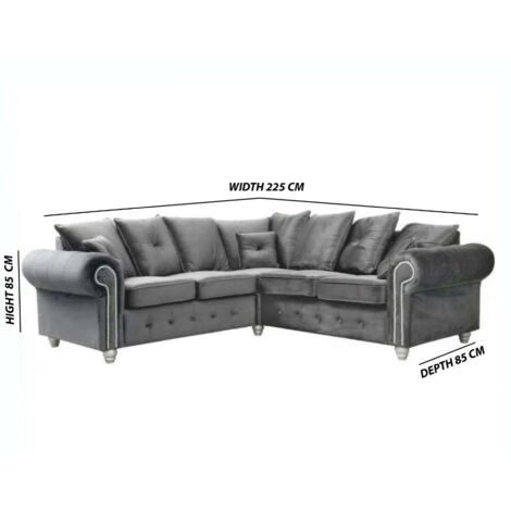 Victoria Plush Velvet Corner/3+2 Sofa Set - Blue Corner