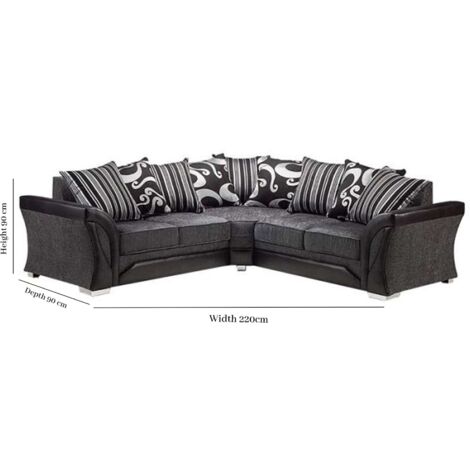 Waco Black/Grey & Beige/Brown  Corner/3+2 Seated Sofa Set - Black/Grey Corner