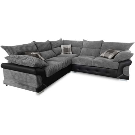 Hobart  Febric 3+2/Corner Sofa Set - Black/Grey Corner