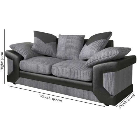 Diamond Febric 3+2/Corner Sofa Set - Black/Grey 3+2