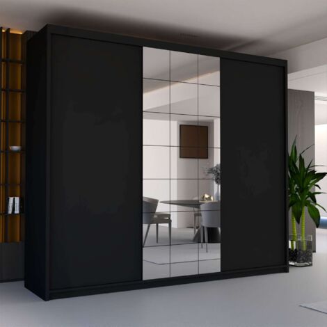 Fashion Fort Modern Sliding Wardrobe in 4 Colors & 2 Sizes - Black 250cm