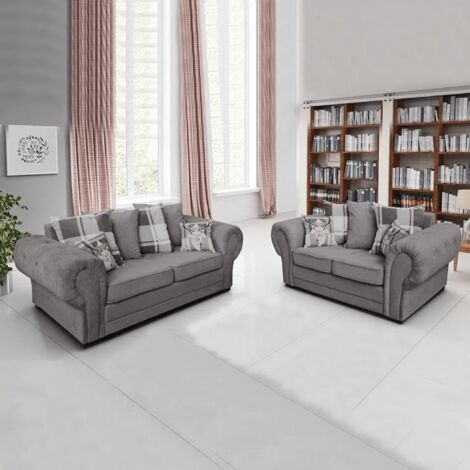 Modern Style Fabric Corner Sofa & Sofa Set 3+2 for Living Room in Elegant Grey Color - Grey3+2