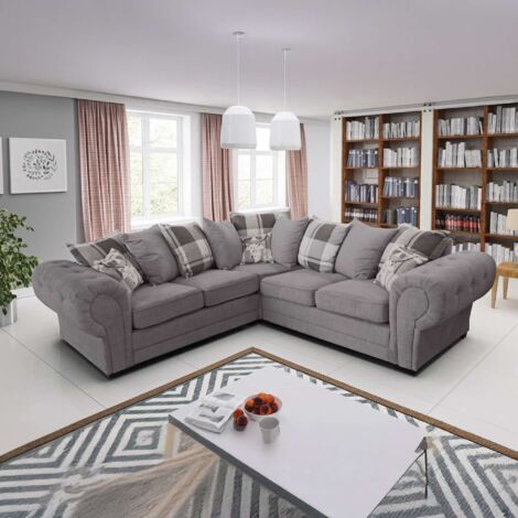 Modern Style Fabric Corner Sofa & Sofa Set 3+2 for Living Room in Elegant Grey Color - GreyCorner