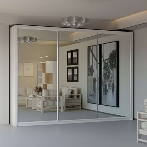 Chicago 250cm Sliding Door Wardrobe with Full-Length Mirrors & 5 Stylish Finishes - White250cm