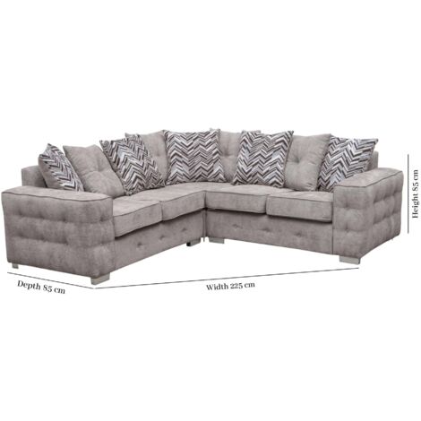 Pioneer Febric Grey/Cream Corner/3+2 Sofa Set - Grey Corner