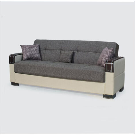 Malta Brown 3 Seater Ottoman Storage Sofa Bed with Cushions