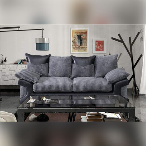 Dino 3+2 Seater Sofa Set - Black/Grey