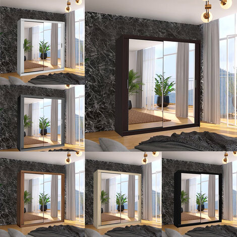 Macka Modern Sliding Mirror Door Wardrobe 180cm-Wenge