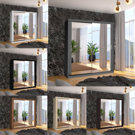 Macka Modern Sliding Mirror Door Wardrobe 90cm-Grey