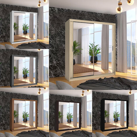 Macka Modern Sliding Mirror Door Wardrobe 100cm-Oak