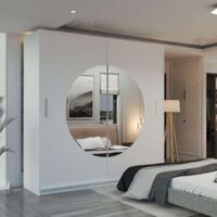 Mandarin Double Sliding Mirror Door Wardrobe -White 203cm